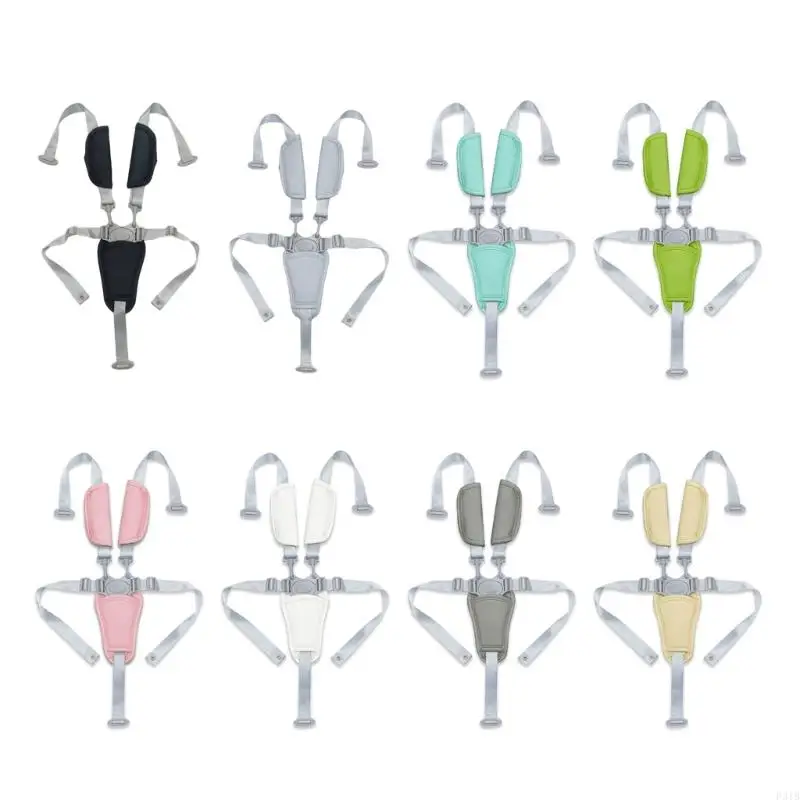 Baby Feeding Chair Safety Harness 5 Point Adjustable Restraint Belt PU Shoulder Pads Compatible for Most Strollers P31B