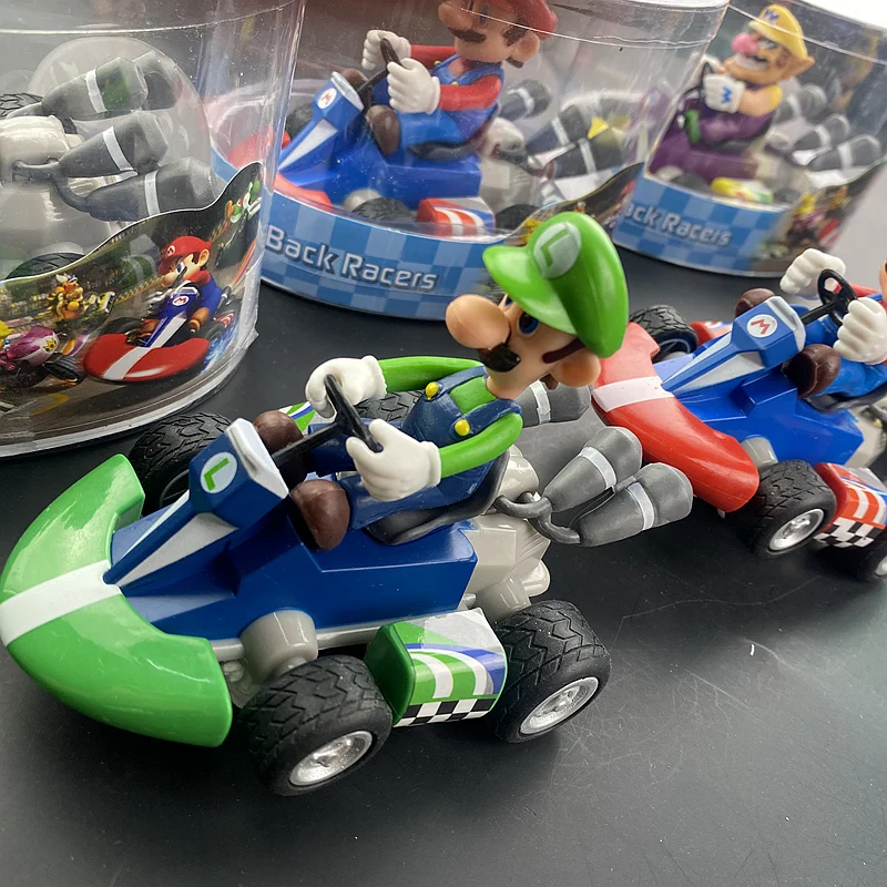 Super Mario Serie Karting Mario Bros Luigi Yoshi Ezel Kong Actie Figuur Speelgoed Terugtrekken Auto 12Cm Met Doos Kids Cadeaus