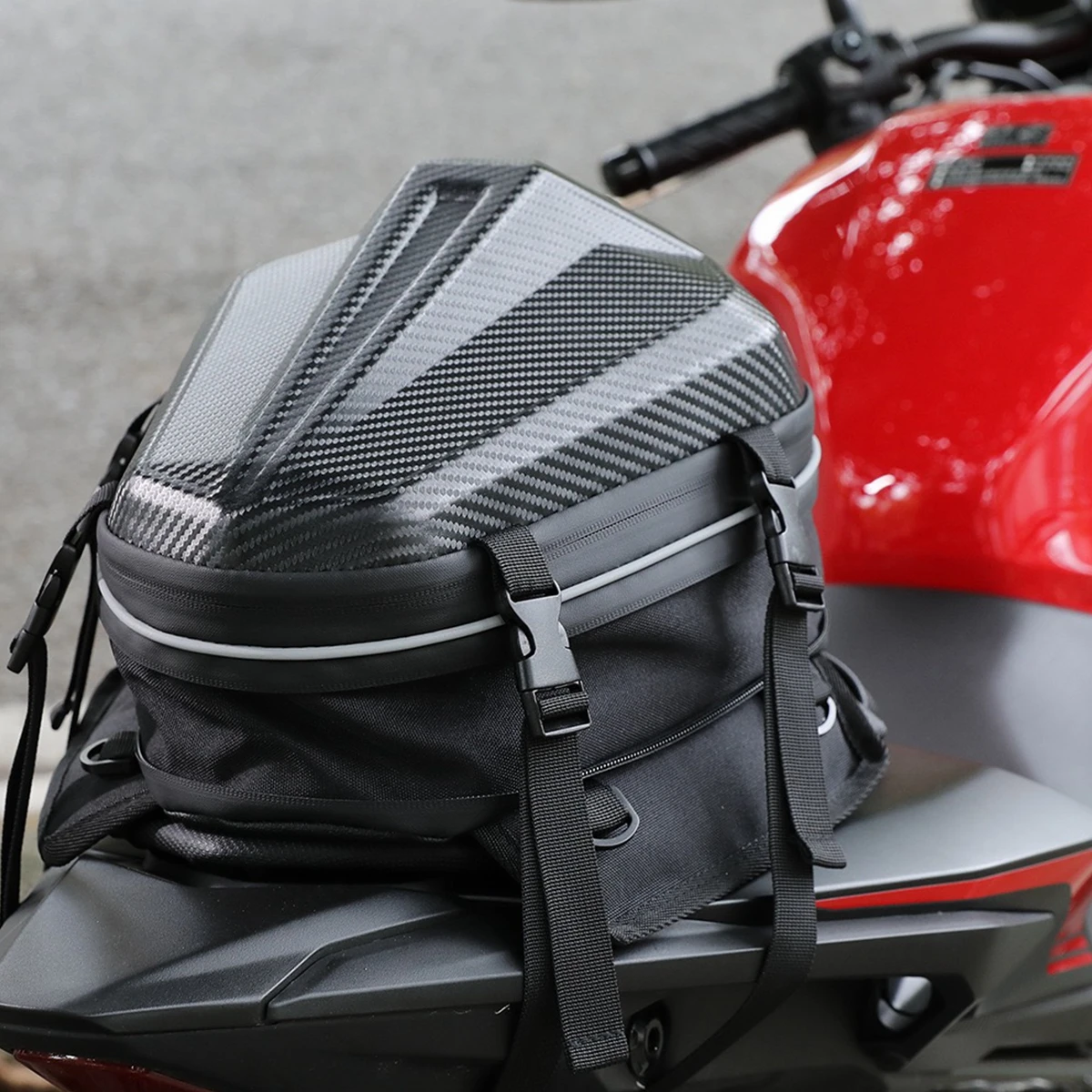 Motorcycle Rear Seat Bag Expandable Motor Hard Shell Backpack Outdoor Motocross Trunk Tail Bag Pannier Luggage