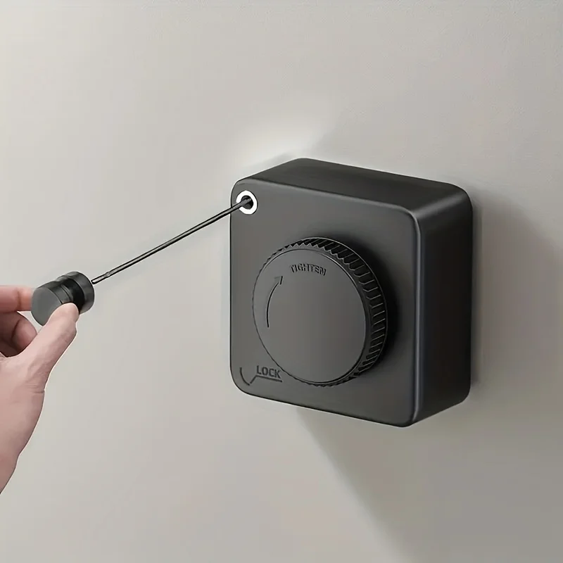 Indoor and Outdoor Wire Clothesline, Retractable and Hidden Storage, Dual-Purpose Installation with or Without Drilling, Compact