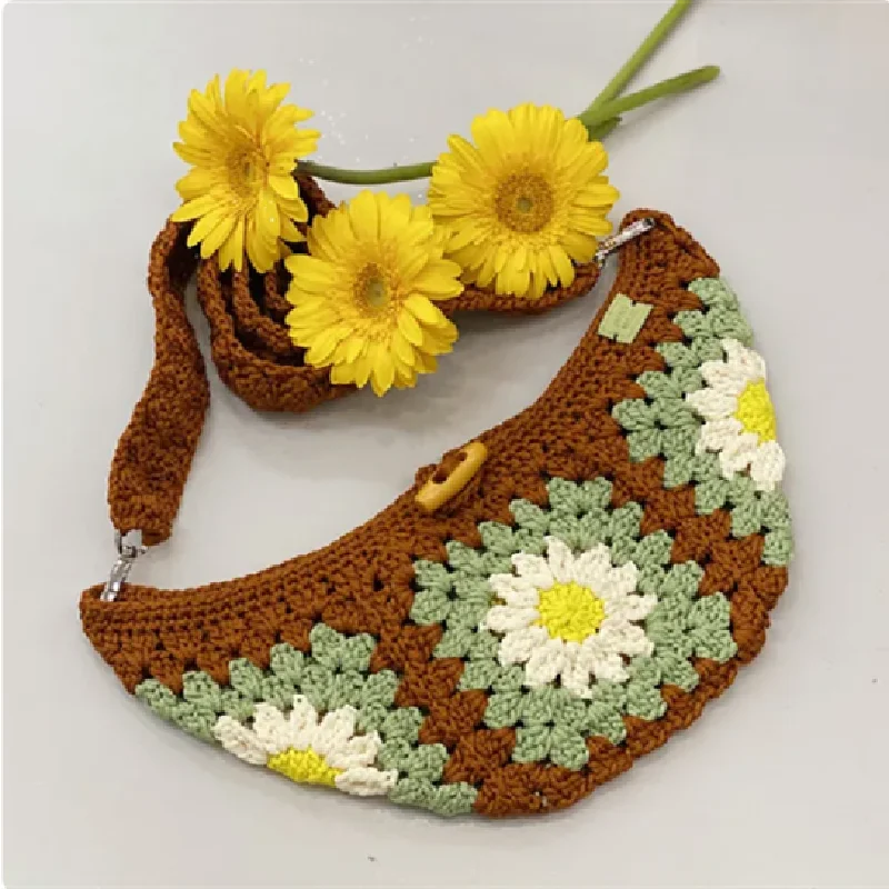 Saco floral tecido artesanal do telefone móvel, saco chave crossbody, saco de armazenamento único ombro, saco da cintura, simples e prático