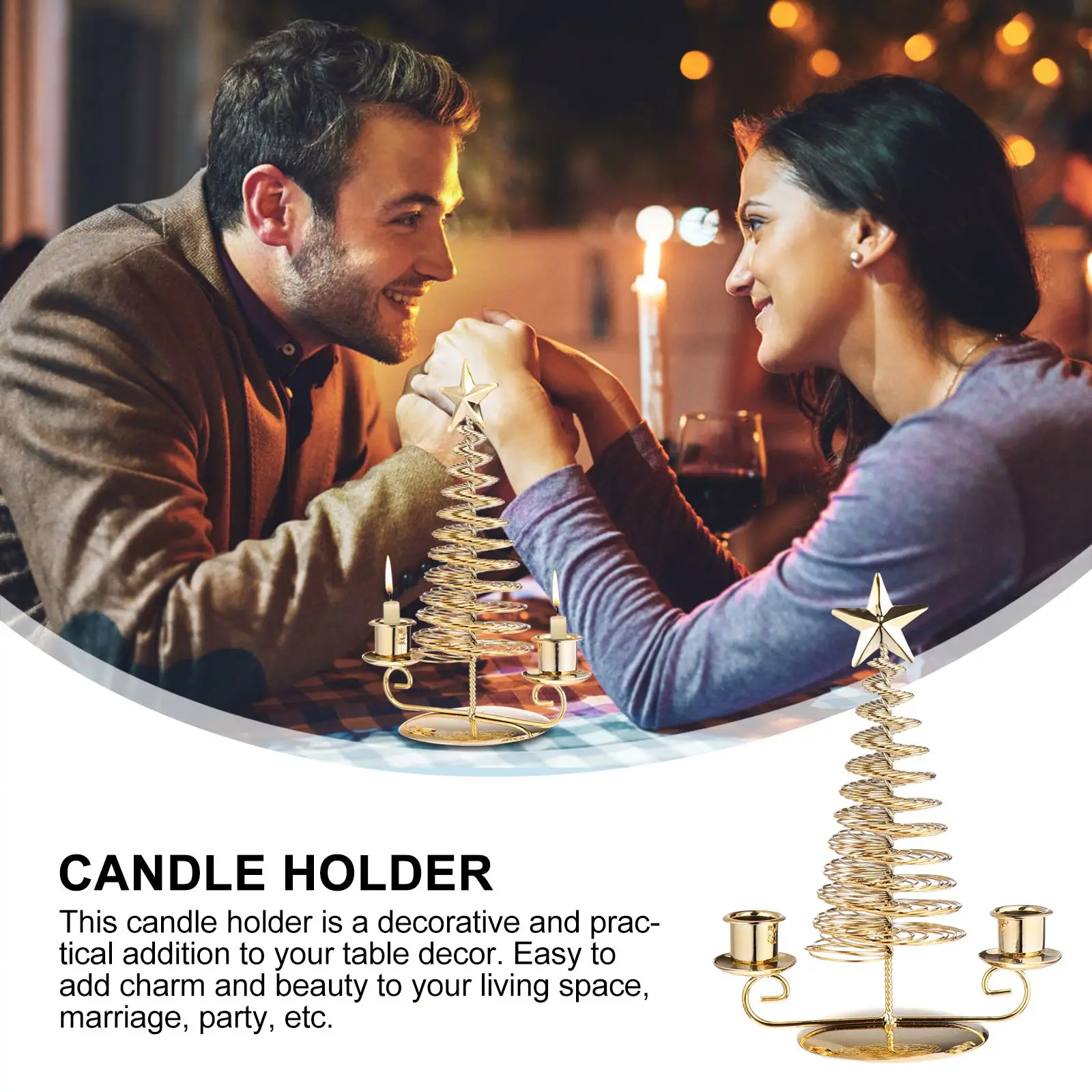 

Candlestick Ornament Large Christmas Decoration Metal Stand Desktop Xmas Miniature