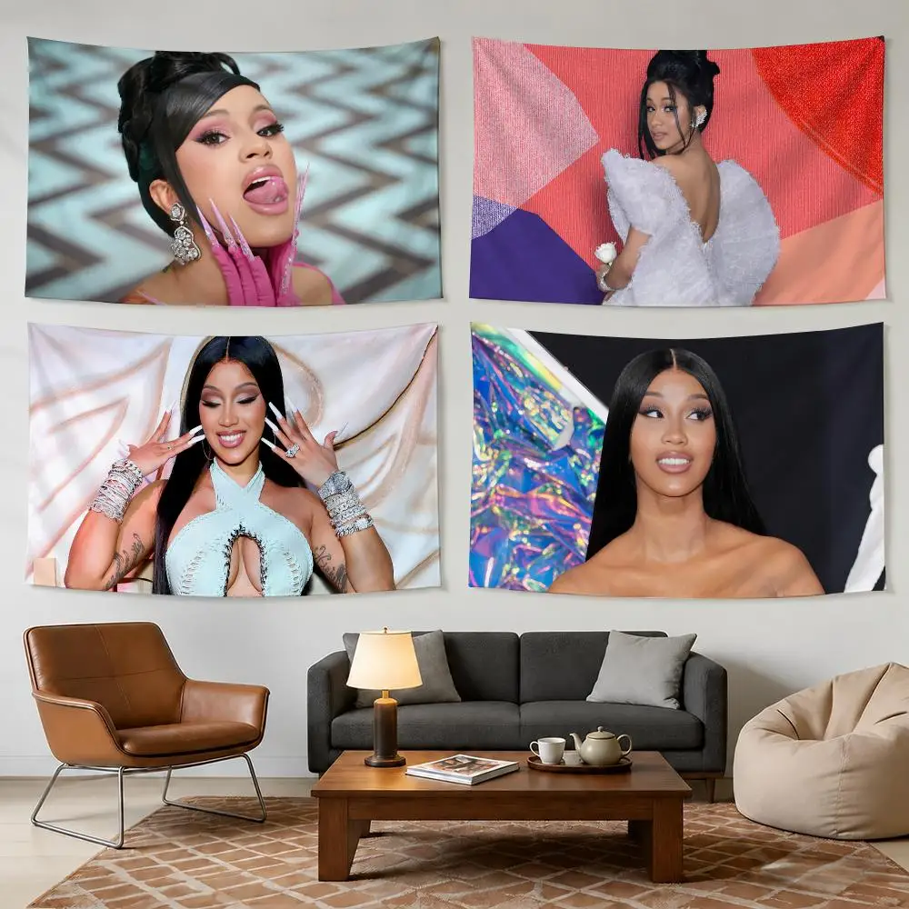 C-Cardi B pop Singer Music Tapestry Bedroom Living Room Bar Party House Home Dorm Interior Wall Decor Background Banner