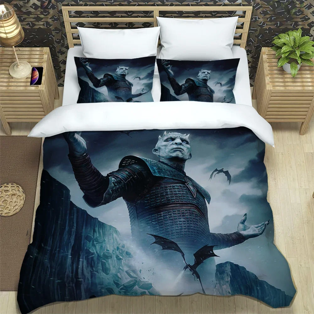 T-The Lord of the Rings Fashion Trend Print Three-piece Set Children Adult Quilt Cover Pillowcase Bedding Set Birthday Gift