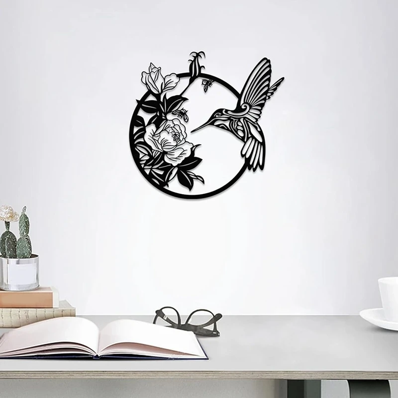 Moon Butterfly Metal Wall Decor, Boho Flower Wall Art For Indoor Living Room Bedroom And Outdoor Garden Yard Fence Decor