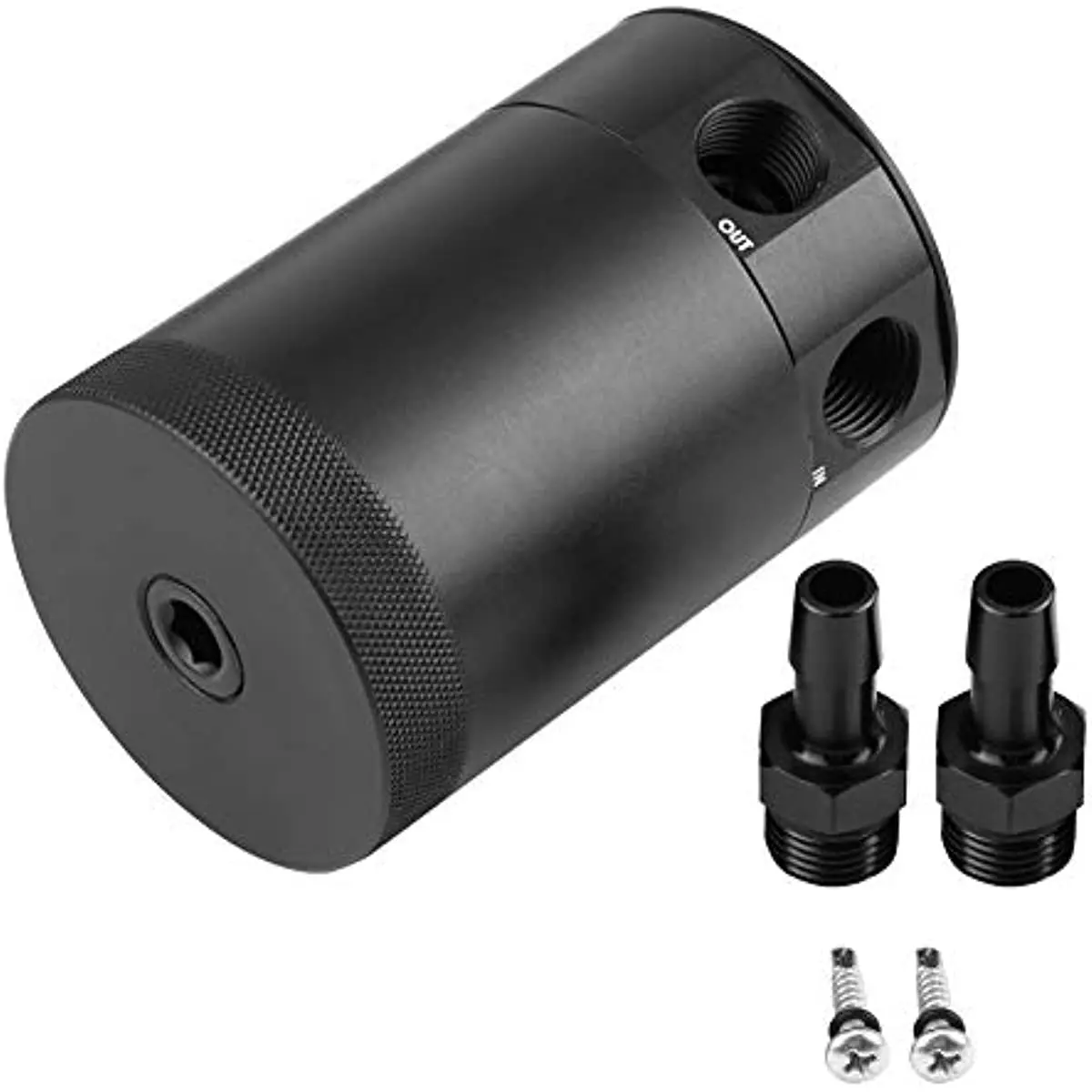 خزان علبة التقاط الزيت، مجموعة خزان زيت محرك السيارة الألومنيوم ذات الفتحتين العالمية، مجموعة خزان الاستراحة باللون الأسود