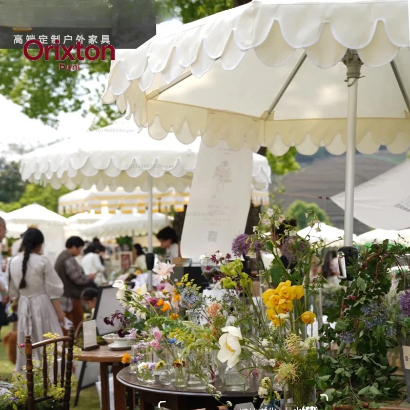 Outdoor parasol Double-layer waterproof umbrella Cafe Outdoor market stall Central column umbrella