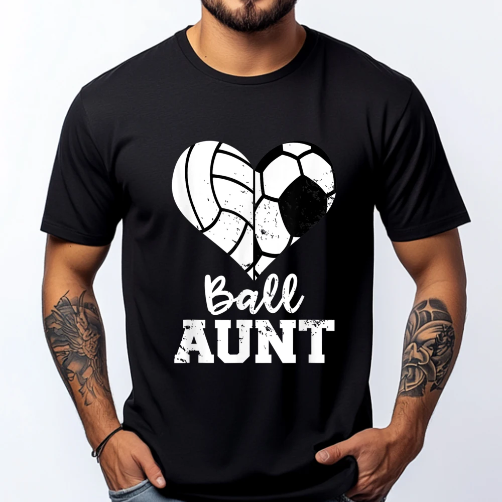 

Ball Aunt Heart Soccer Volleyball Aunt Teeshirt Youth Limited Time Special Camisas De Hombre Printing