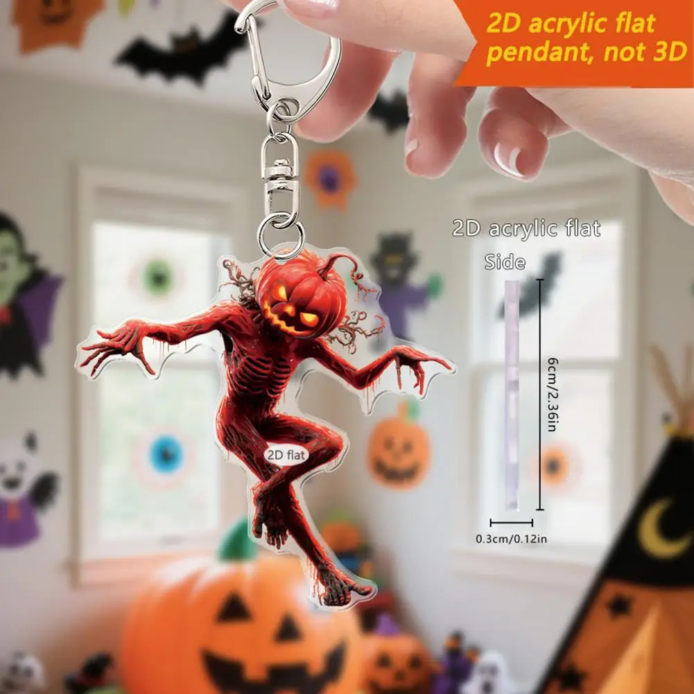 Halloween Car Ornament Fun Car Accessory Spooky Pumpkin Man Car Mirror Hanging Accessory 2d Acrylic Rear View Pendant for Auto