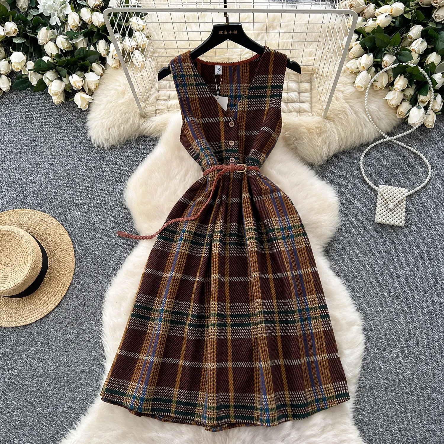 

Long Dress Women Vest Dresses A Line Vestidos Y2k Streetwear V Neck Sleeveless Elegant Splice High Waist Party Night Work 2026