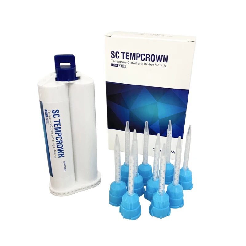 Dental Temporary Crown Bridge Material 50ml Resin Self Curing Temp Composite Mixing Tips Impression Mixing Gun 1:1 Dental Materi