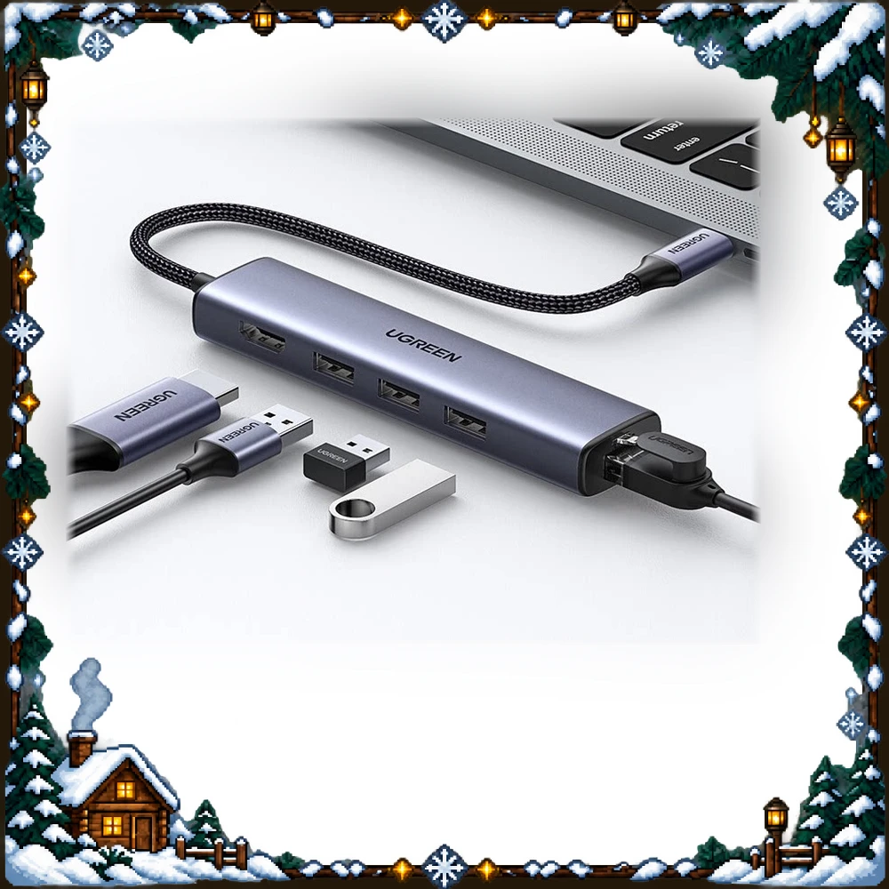 UGREEN 20934 USB-C Hub CM418 5-in-1 4K HDMI 3 USB 3.0 Ports 5Gbps Gigabit Ethernet RJ45 Aluminum Alloy Housing