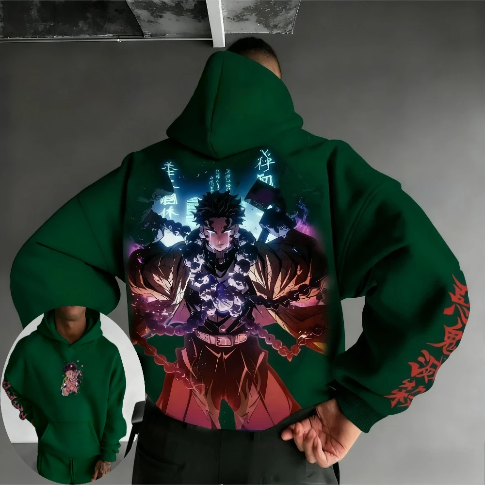Sudadera con capucha Demon Slayer para hombre Gyomei Himejima Anime primavera Otoño Invierno niño Harajuku traje de manga larga para padres e hijos