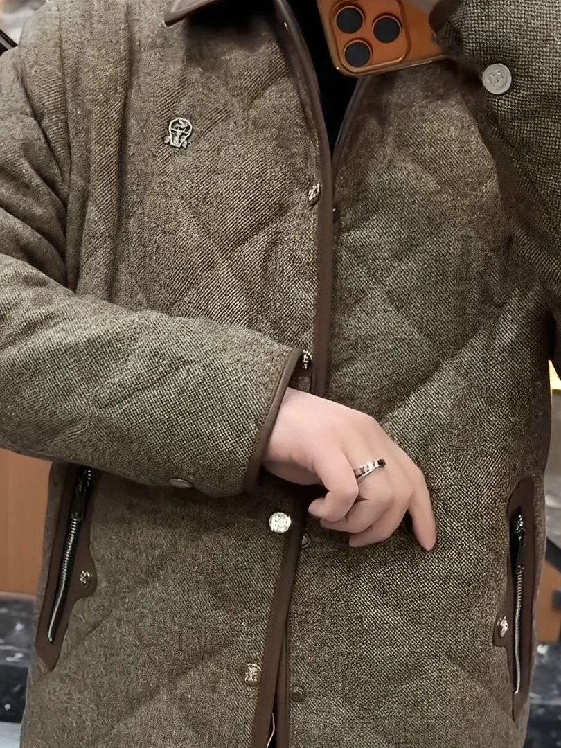 

Men's Slim Fit Cotton Jaet Collar Trendy Faionable Versatile High Quali Thin Polyester Fiber Long Sve Casual Sle