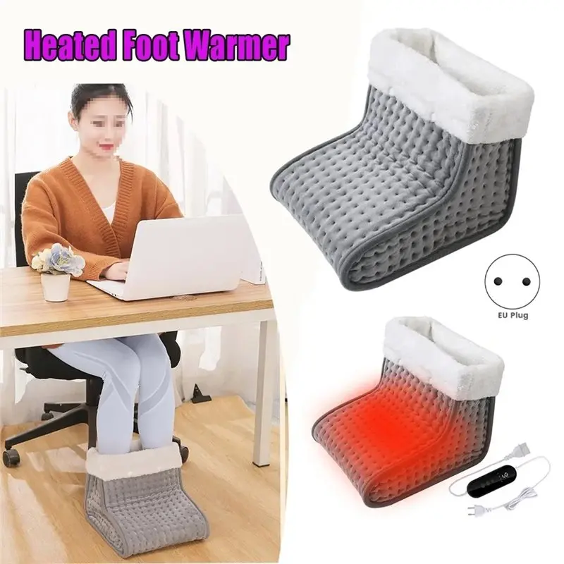 FGGS-Machine Washable Electric Foot Warmer Detachable Cover 3 Heat Settings Auto Shut Off For Feet Legs Heating Pad Gift EU Plug