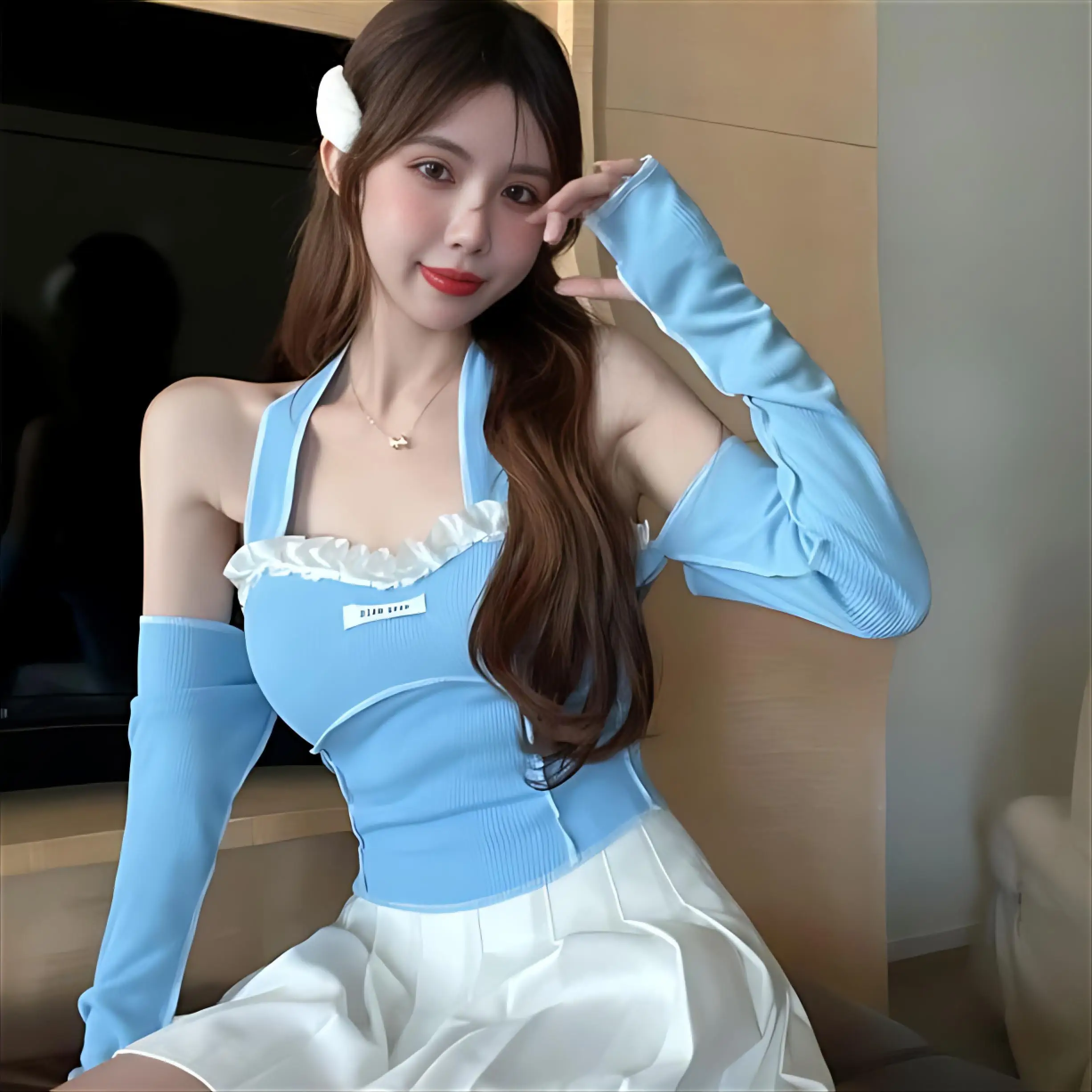 انفصال كم تي شيرت المرأة تي شيرت القطن امرأة الشتاء فضفاضة تناسب بلوزات طويلة الشارع الشهير الملمس مرونة الخريف الملابس #4