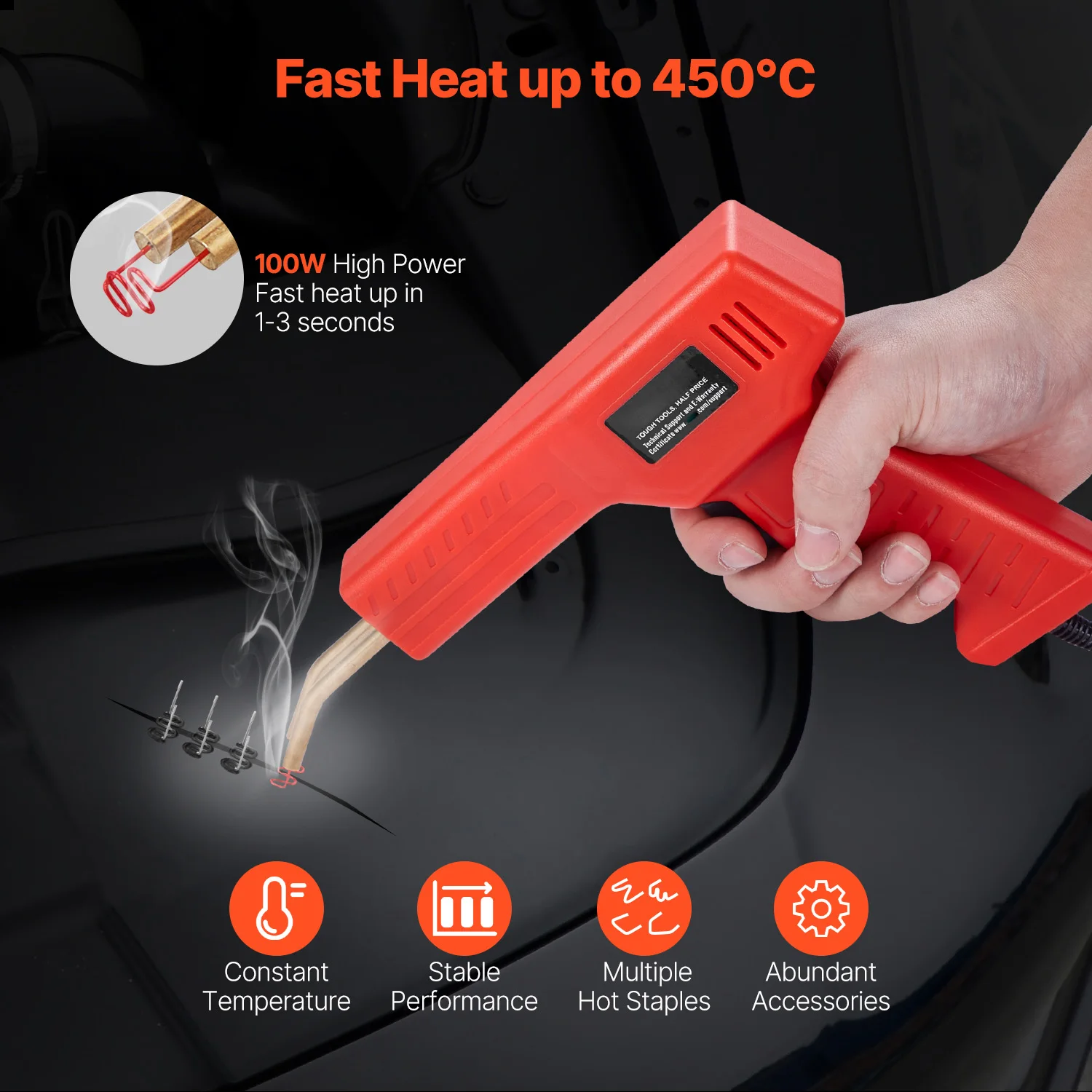 Plastic Welder, 100W Plastic Welding Gun with 800PCS Hot Staples, Professional Hot Staple Welding Gun, Plastic Car Bumper Repair Kit with LED Light for Kayak, Toys, Plastic Crack Repair