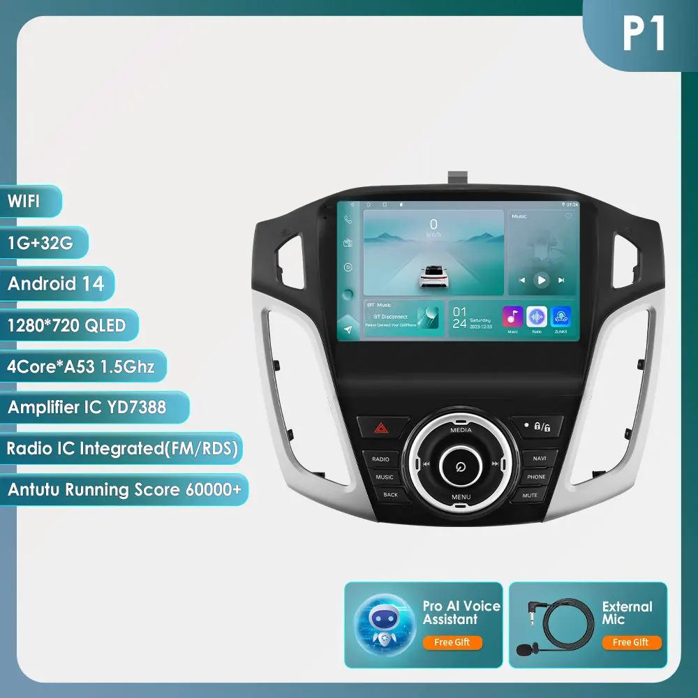 9 Inch Auto Android 14 GPS-navigatie Speler voor Ford Focus 3 Mk 3 2011 2012 2013-2015 Auto Multimedia Radio Video 2Din Head Unit