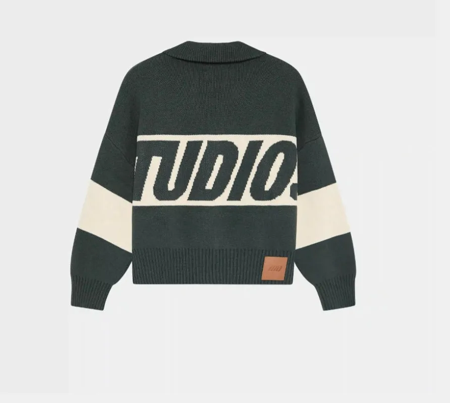 Kardigan Sweater Kasual Retro High Street Harajuku Wanita Trendy Hip-Hop Longgar Streetwear Bordir Huruf Atasan Lengan Panjang Pria