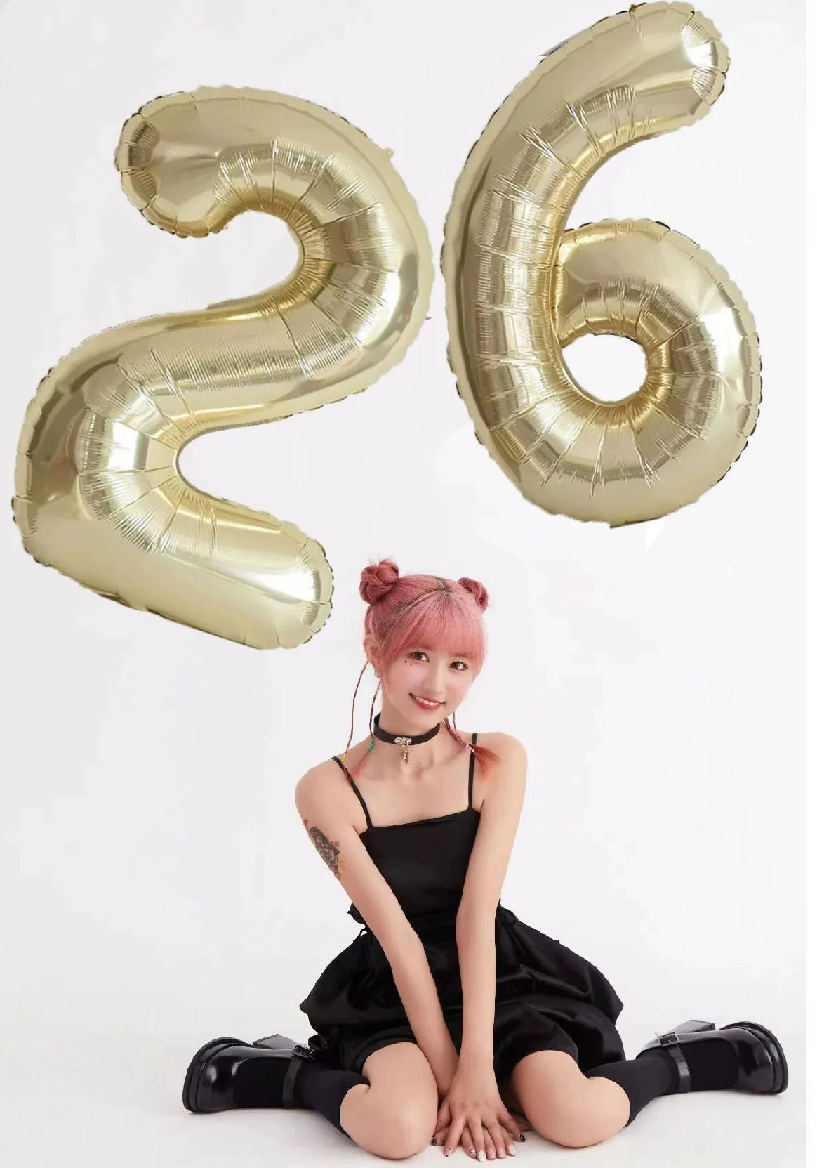Geburtstagsballon mit Champagner-Gold-Zahlen, 101,6 cm, große Chrom-Gold-Zahlen-Folienballons für Geburtstag, Neujahr, Jahrestag, Dekoration – Detail 2