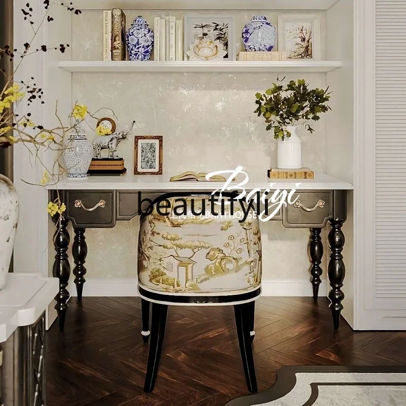 French Light Luxury Desk American Solid Wood Writing Desk Study Furniture Office Computer Desk