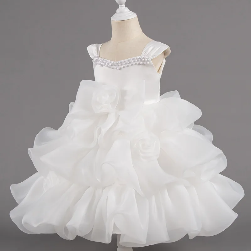 Girl White Clothes Kid's Puffy Dress for Girls Children Birthday Party Dresses 3 to 10 Years
