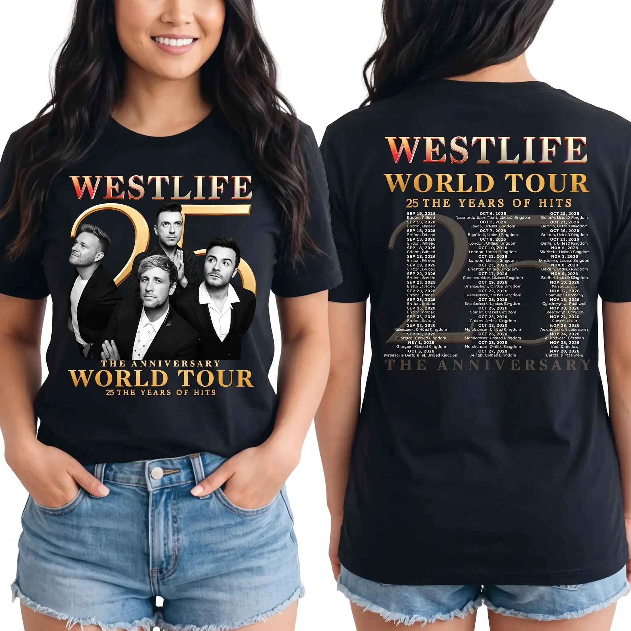 Westlife Tour 2026 25th Anniversary T-shirt Concert Top European Tour Date Comfortable Retro T-shirt Y2k Ins