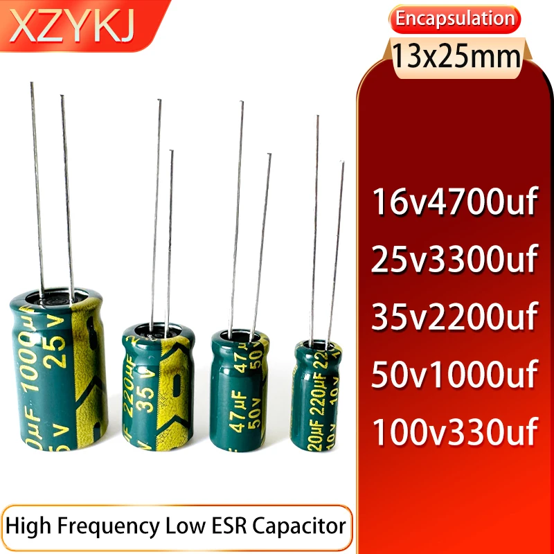 

13x25 16v4700uf 25v3300uf 35v2200uf 50v1000uf 100v330uf 5PCS High frequency low resistance capacitor