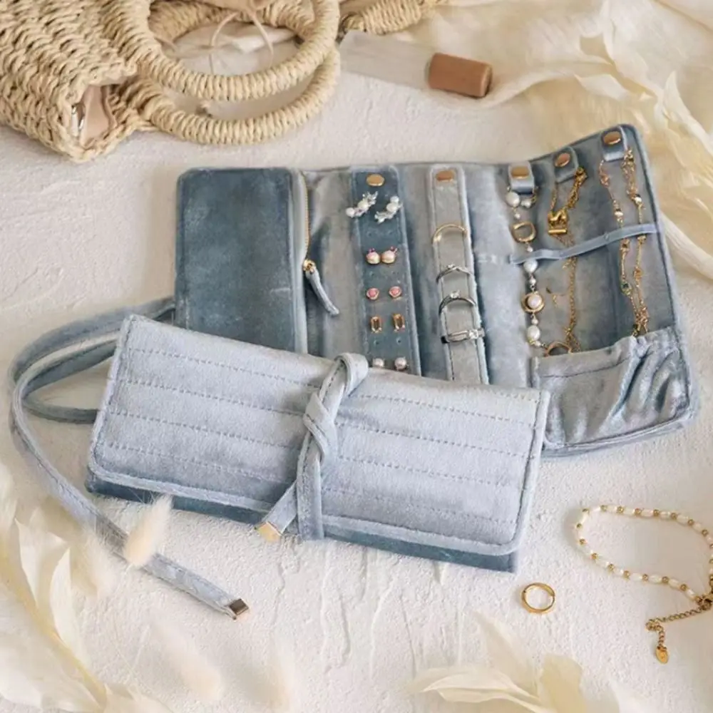 

Lace Up Velvet Jewelry Packing Bag Bracelet Necklace Earrings Jewelry Storage Bag Roll Pack Organizer Velvet Jewelry Holder