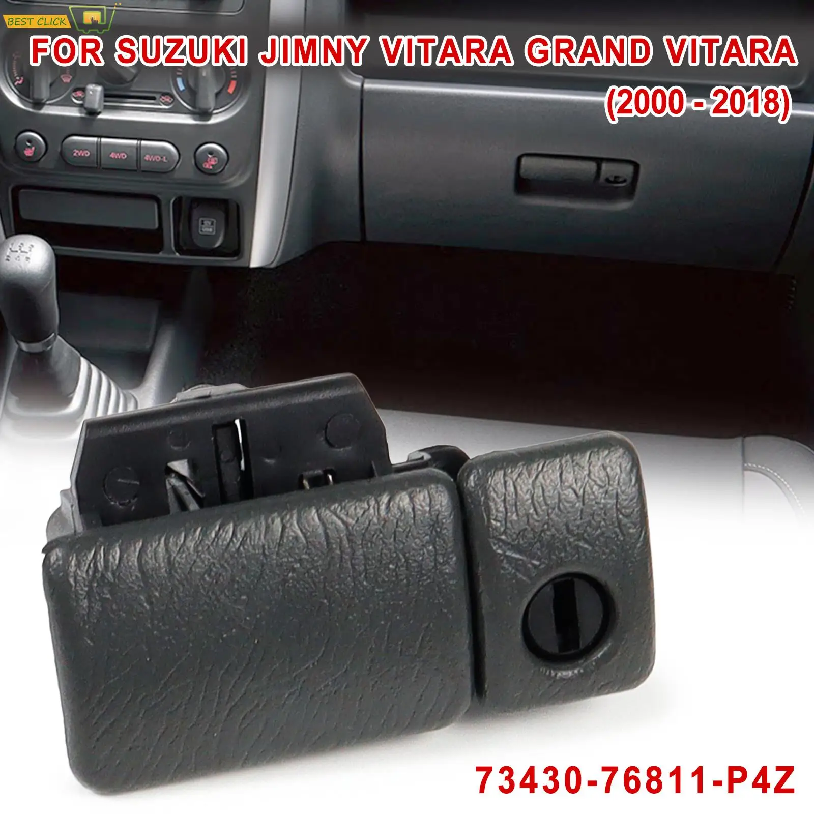 For Suzuki Car Glove Box Lock Latch Handle Plastic Black Auto Glove Box Lock For Jimny Vitara Grand Vitara 73430-76811-P4Z