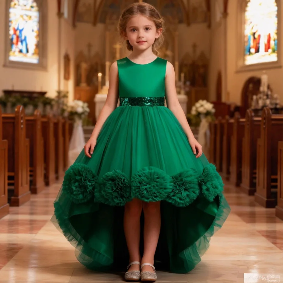 Children's dress no sleeve trailing lace gauze Dance Dress 2-10 year old girl's birthday party evening dress Princess Dress
