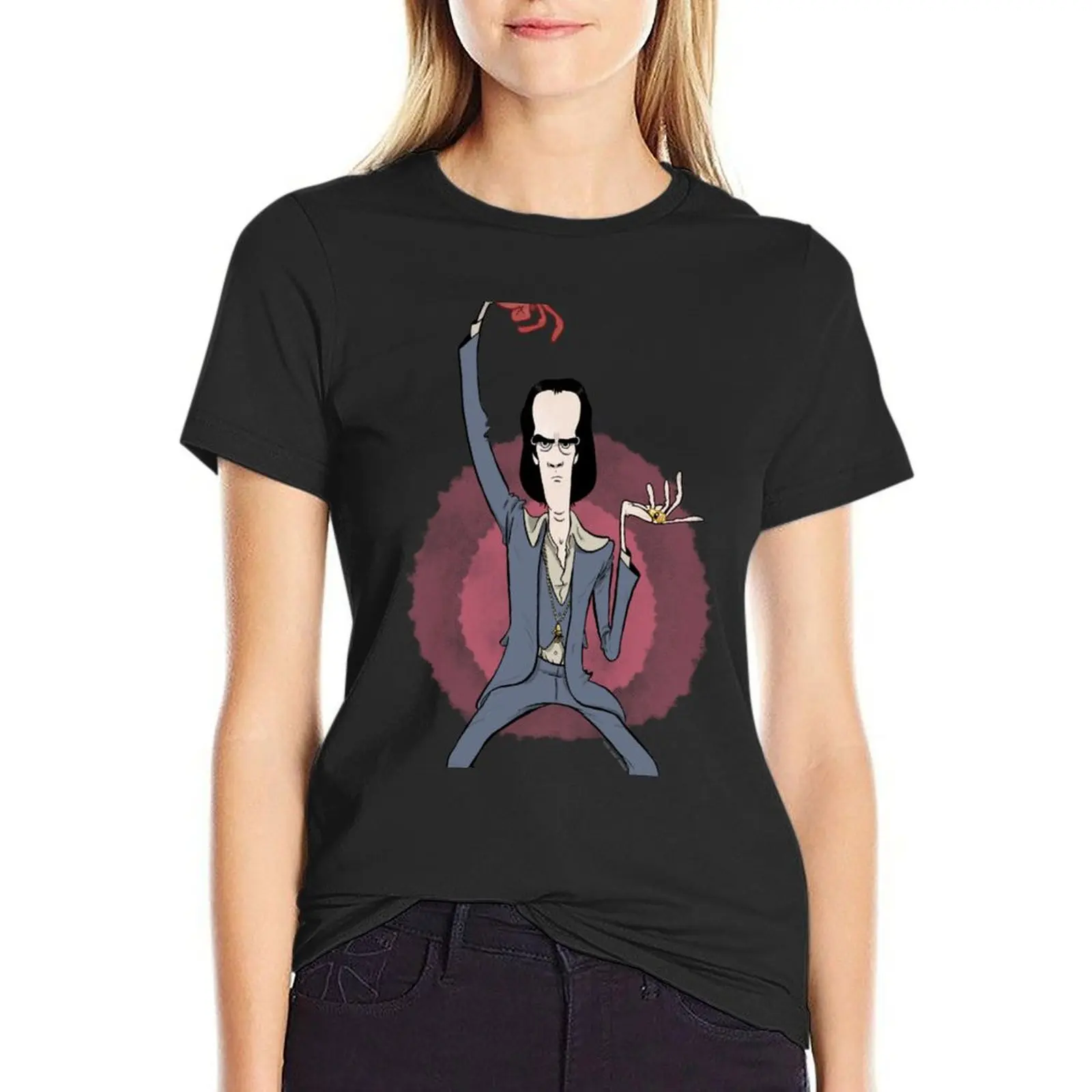

Футболка с наклейкой Nick Cave, быстросохнущие милые топы, летние топы, модная женская блузка больших размеров 2025