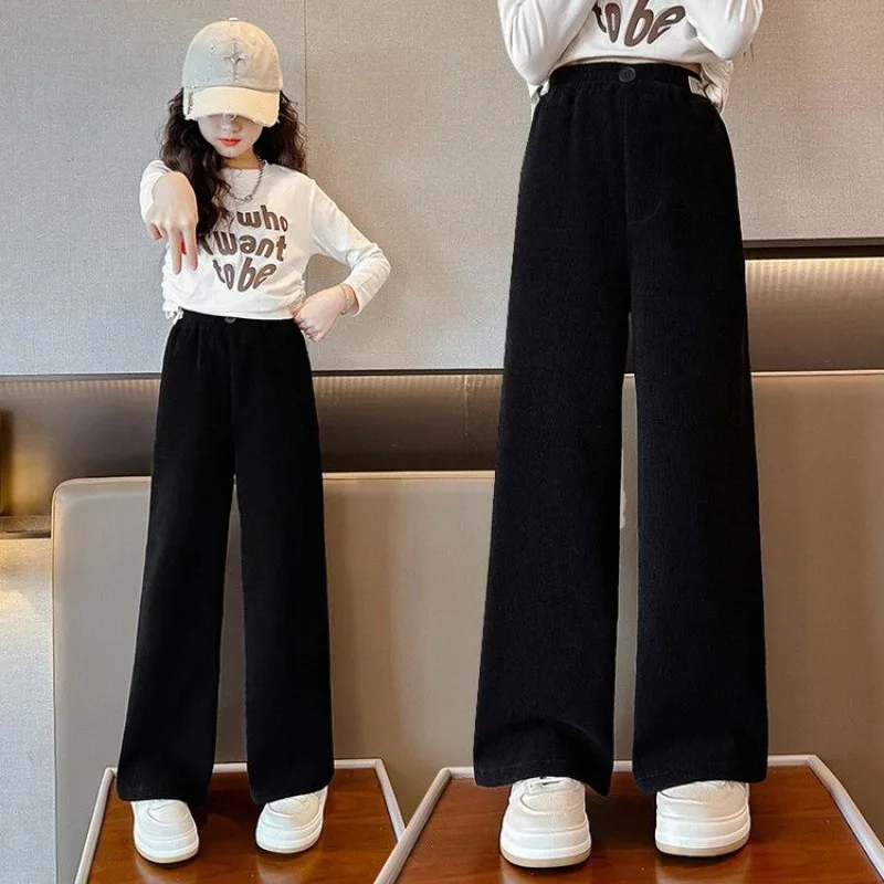 

2025 New Girl's Corduroy Pants for Ages 8-14 | Stretchy Casual Long Pants School Outerwear Spring Autumn Wear