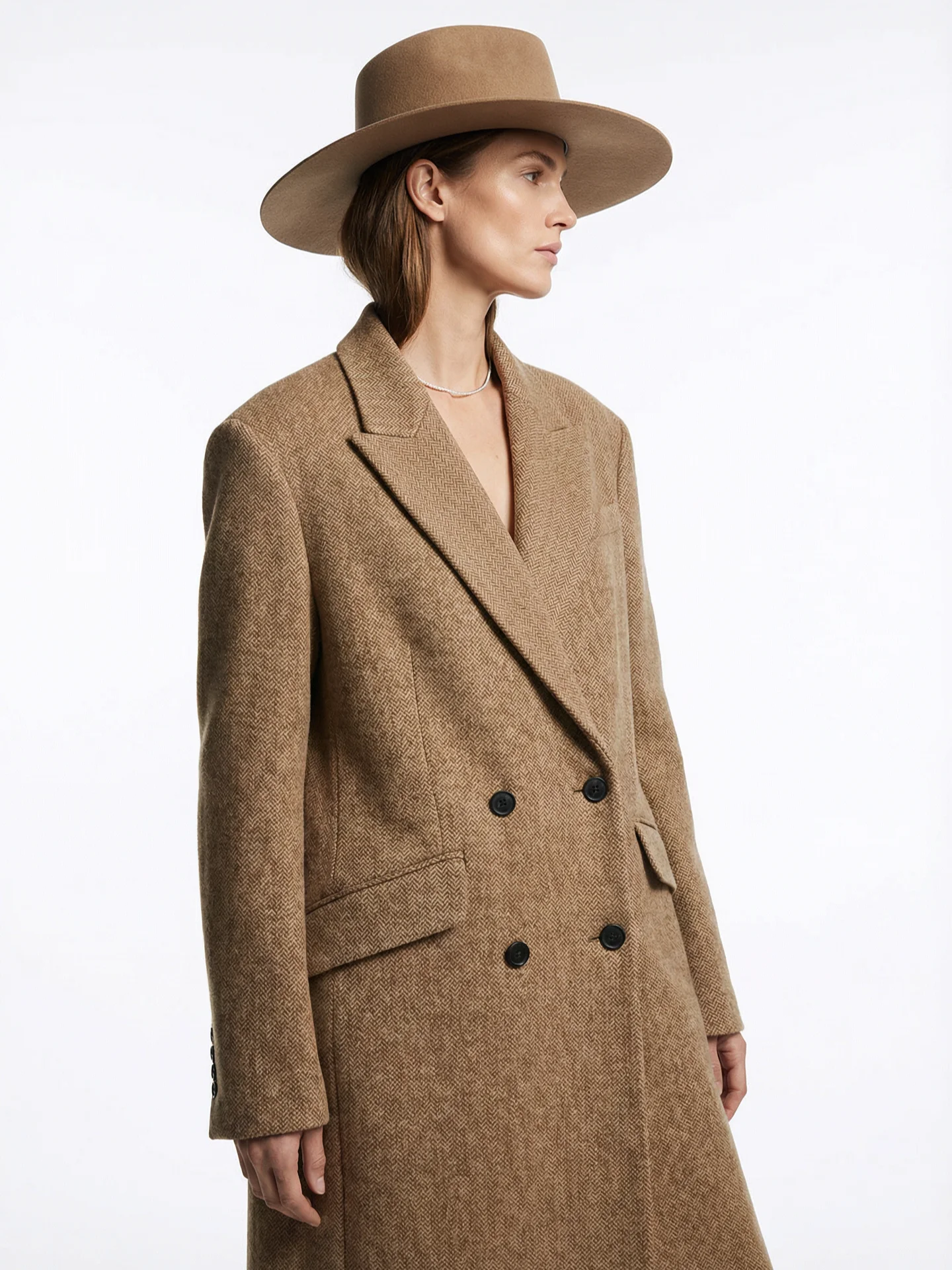 

Ультрадлинное шерстяное пальто цвета мокко, повседневное, для поездок на работу, утепленное зимнее пальто для женщин среднего возраста, двубортное.