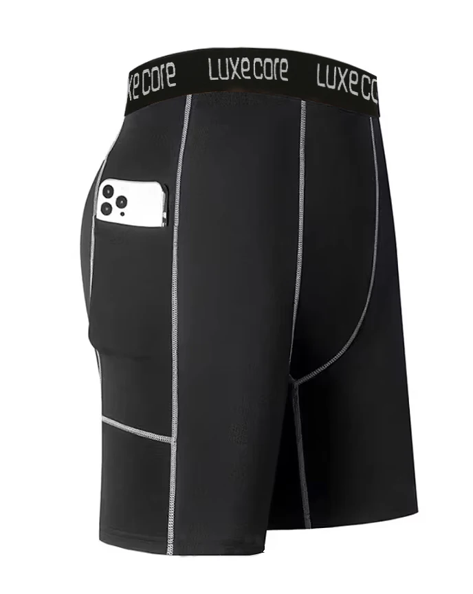 High Performance Men's Compression Shorts With Pocket - Quick Dry Breathable Stretchy Base Layer For Sports Gym