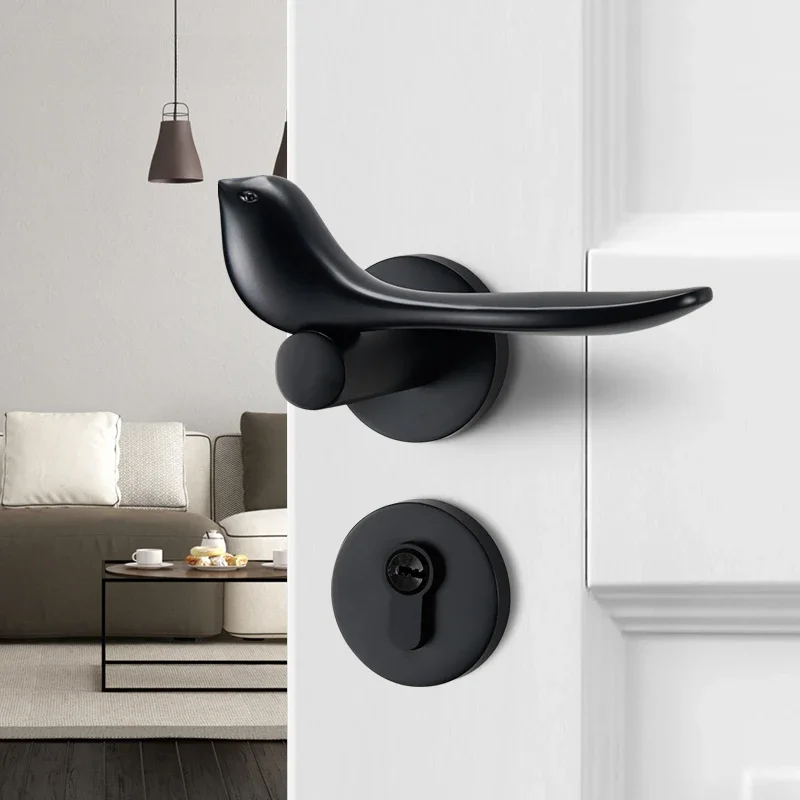 Golden Bird Door Handle Split Lock Indoor Bedroom Household Door Lock Household Magnetic Quiet Wooden Door Decoration