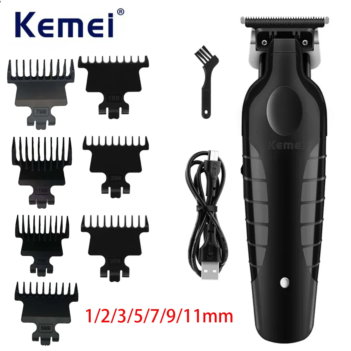 Kemei 2299 Barber Cordless Hair Trimmer 0mm Zero Gapped Hair Clipper Detailer Professional Electric Finish Hair Cutting Machine