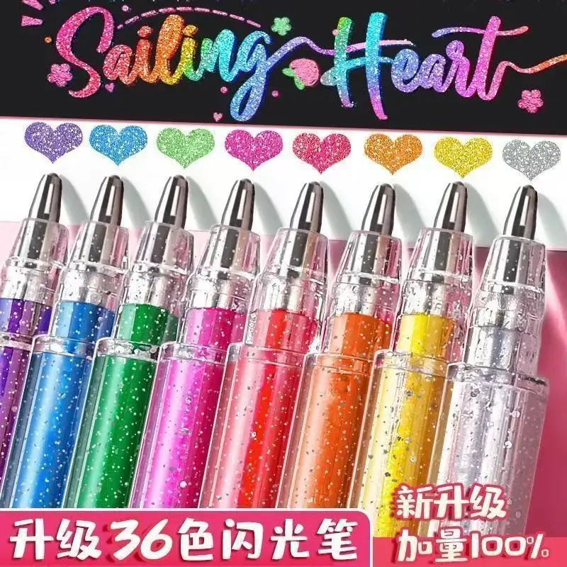

Color Glitter Gel Pen 1.0mm Metal Tip for Paper Cardstock Diary Drawing Marking Coloring - DIY Art Supplies in Assorted Colors