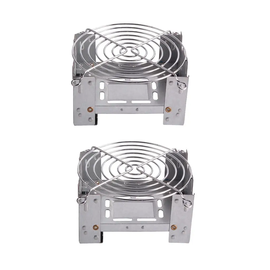 2xStainless Camping Cooking Spirit Stove Heater with Stand Rack