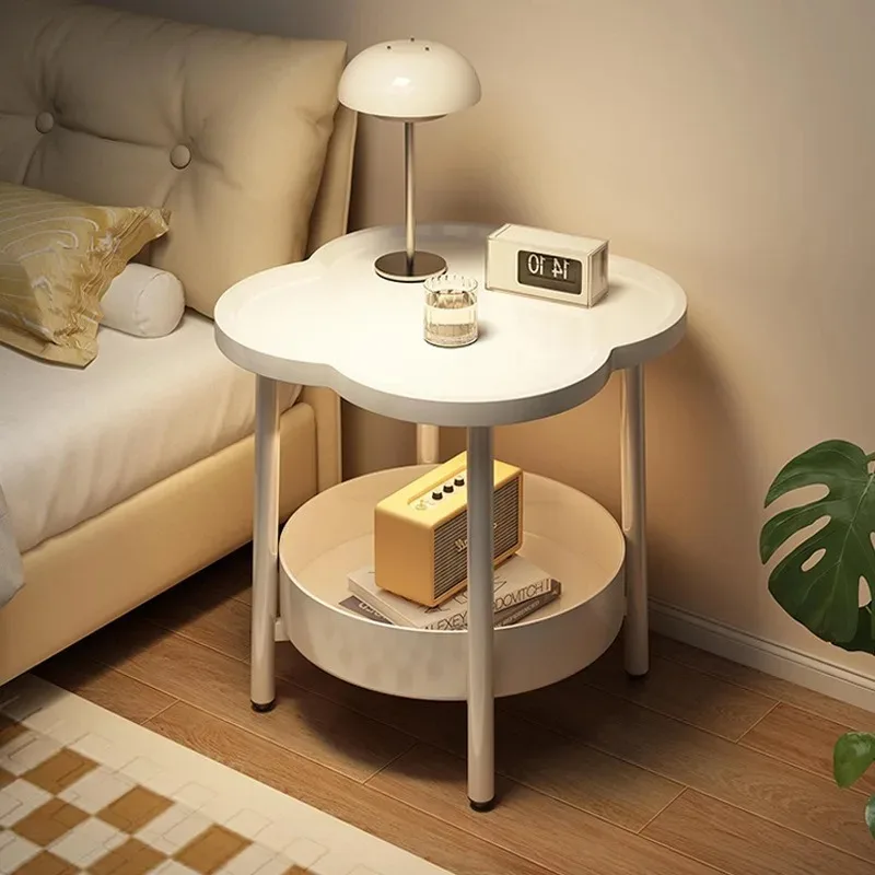 Kawaii Nightstand Four Leaf Clover Bedside Cabinet Carbon Steel Frame Storage Side Table Bedroom Indoor Practical Home Furniture