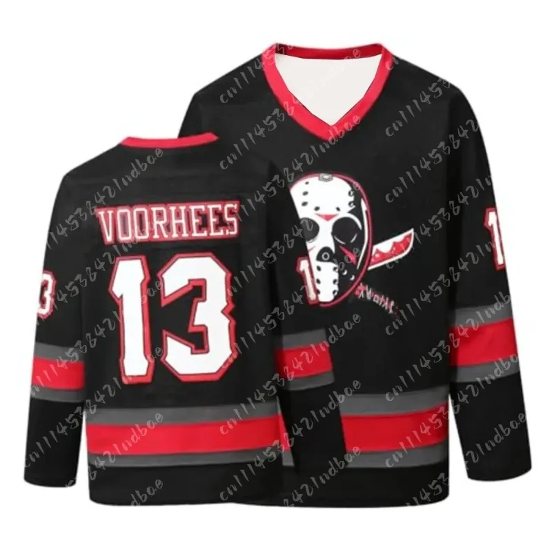 2026 Voorhees Jason 13 Friday Movie Ice Hockey Jersey Halloween 3D Printed Breathable Quick Drying Family Long Sleeve Top