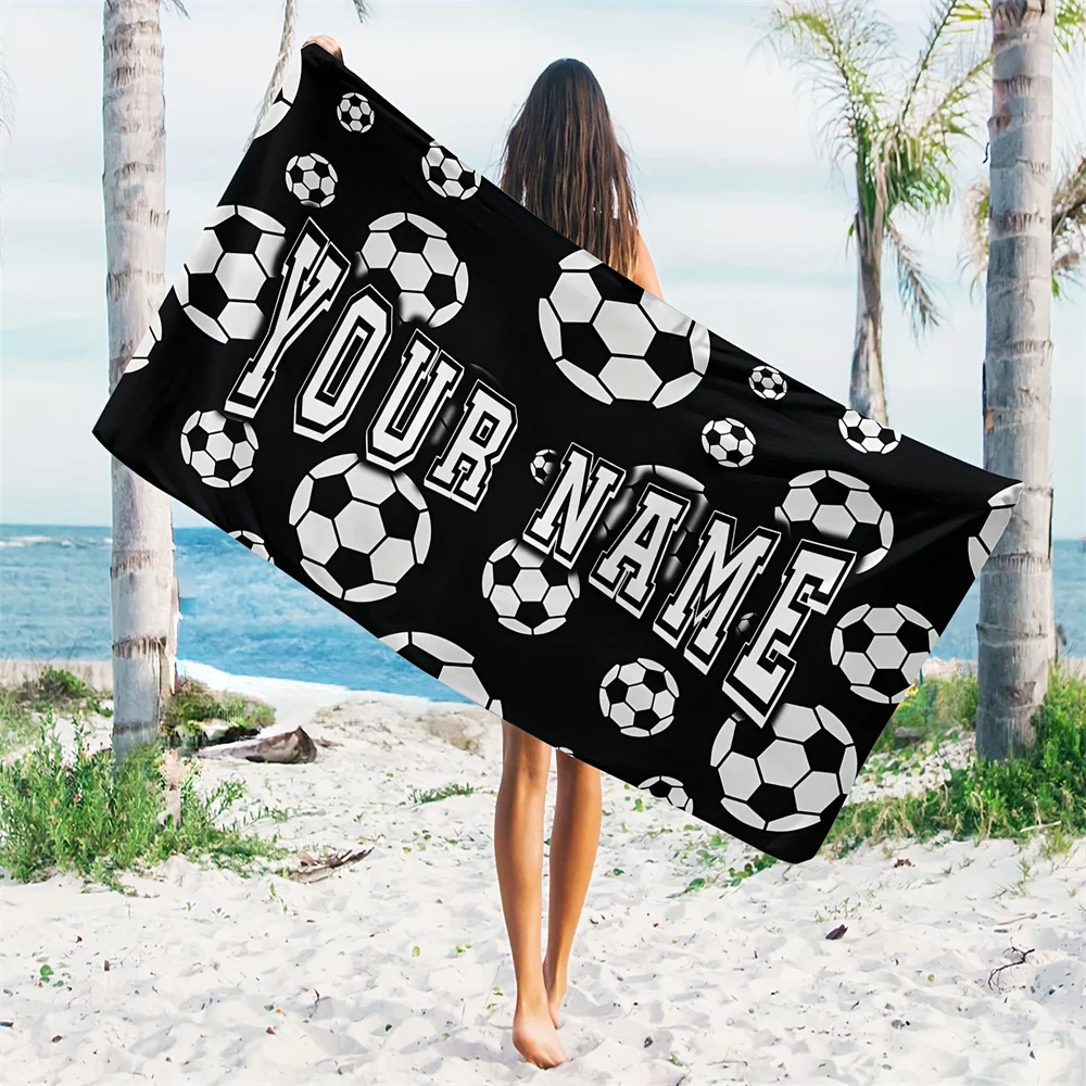 

Customized Name Beach Towel Football Personalized Super Absorbent Quick-drying Swimming Towel Suitable For Pool Camping Travel