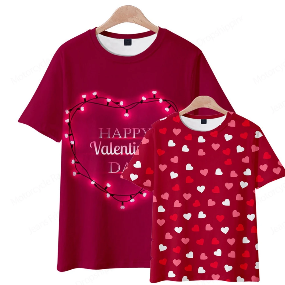 Love Heart Pattern 3d Print T-shirt Women Fashion Tshirt Summer Casual Short Sleeve T Shirt O-Neck Tops Tees Valentines Day gift