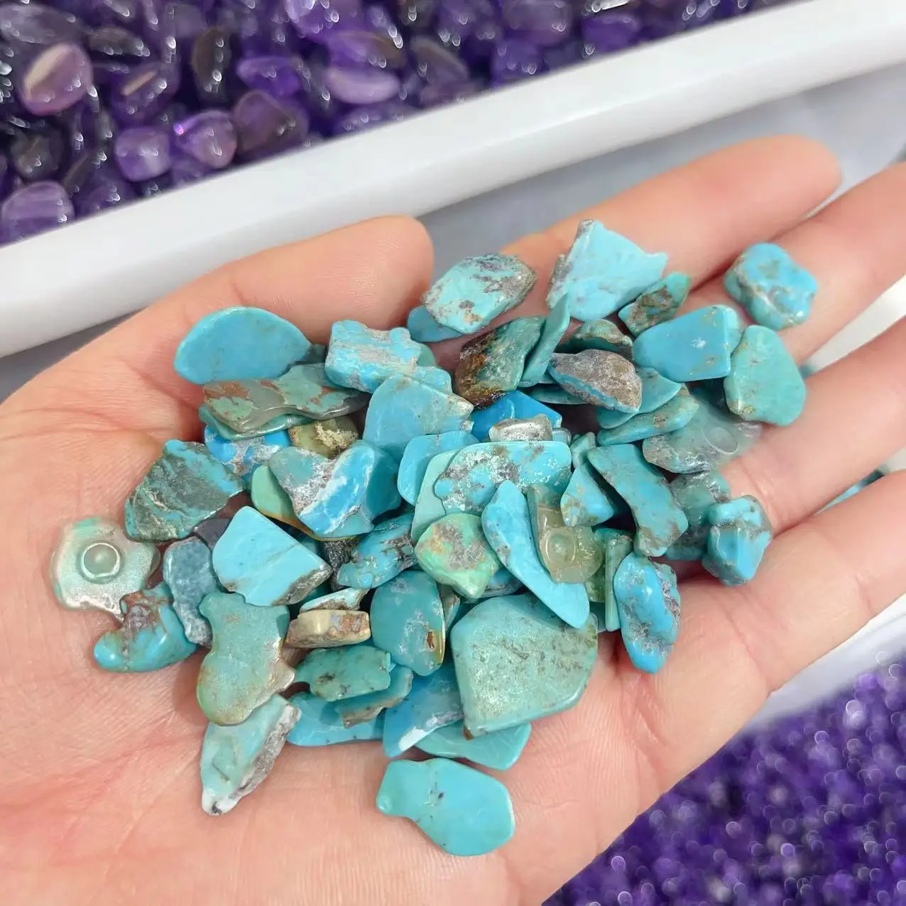 Natural Gravel Turquoises Raw Stone Mineral Specimen Irregular Stone for Aquarium Home Decoration DIY