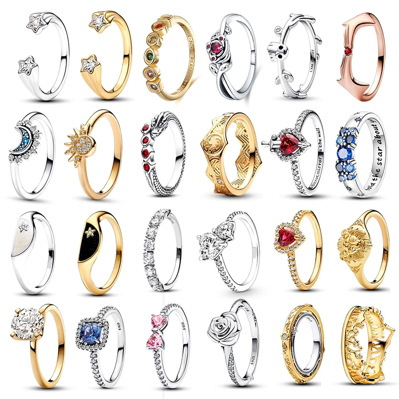 Disney Runaway princesse & soleil et lune combinaison bague ensemble 925 argent femmes Couple bijoux fiançailles anniversaire cadeau bijoux chaud