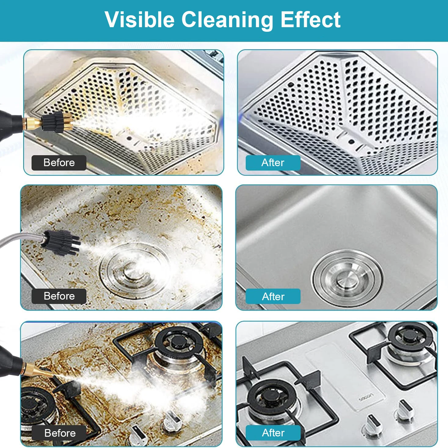 منظف بالبخار محمول لدرجة حرارة عالية ، آلة تنظيف بالبخار للمطبخ والمنزل والسيارة