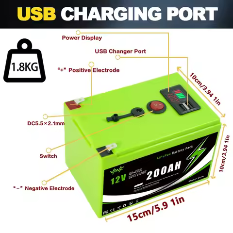 12V Rechargeable Battery 200AH 🌬️Solar Battery with BMS-Optimized for🍋 Home Solar SystemsOff-Grid Living, RV&amp;Boat Electric