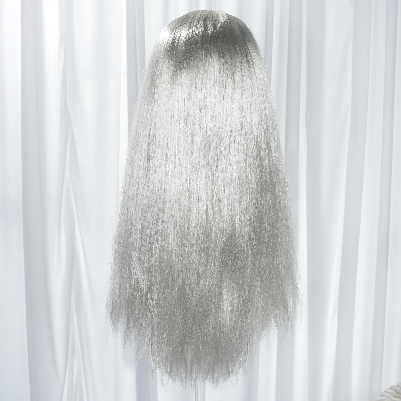 شعر مستعار صناعي طويل مستقيم باللون الرمادي الفضي واللحية الطويلة مناسب لشعر مستعار الزي للعب الأدوار #2