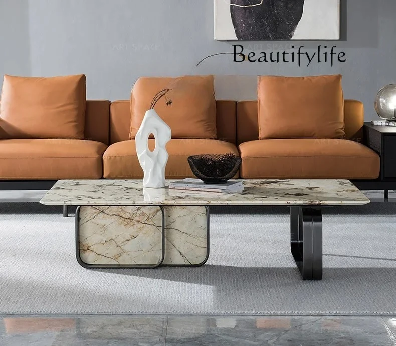 

muebles para hogar Italian Minimalist Marble Foundation Coffee Table Modern Minimalist Coffee Table Side Table Combination