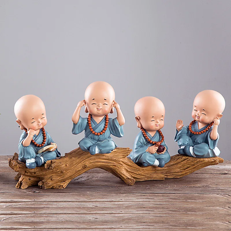 

Chinese Kung Fu Little Monk Decoration Bar Study Creative Office Wine Cabinet Decoration Resin Crafts Decoration